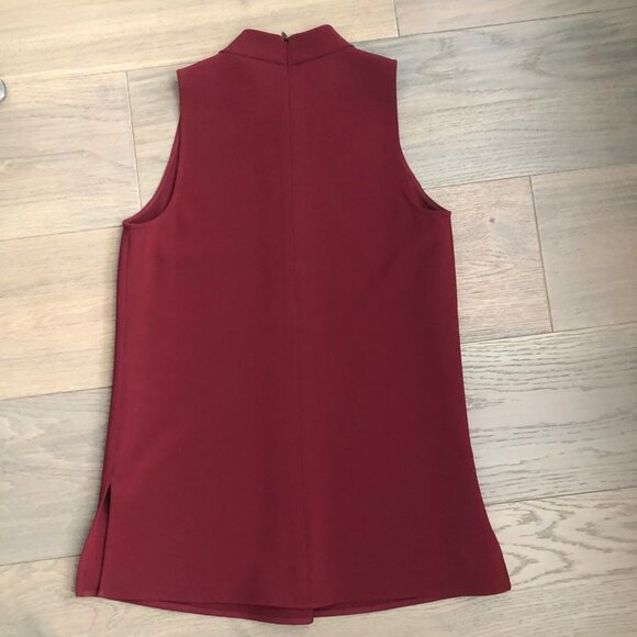 Theory Talniza Admiral Crepe Mock Hi Neckline Top Burgundy Red Sz Petite - XS - Picture 7 of 12